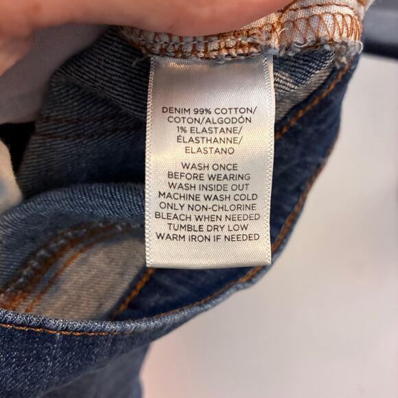 Loft Jean Shorts Women's 28 (measured 32) Blue Denim Cutt Off Cotton Stretch - Picture 2 of 11